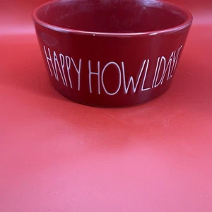 Rae Dunn "HAPPY HOWLIDAYS" Bowl Red White LL Christmas /Holiday  New! - Picture 1 of 5