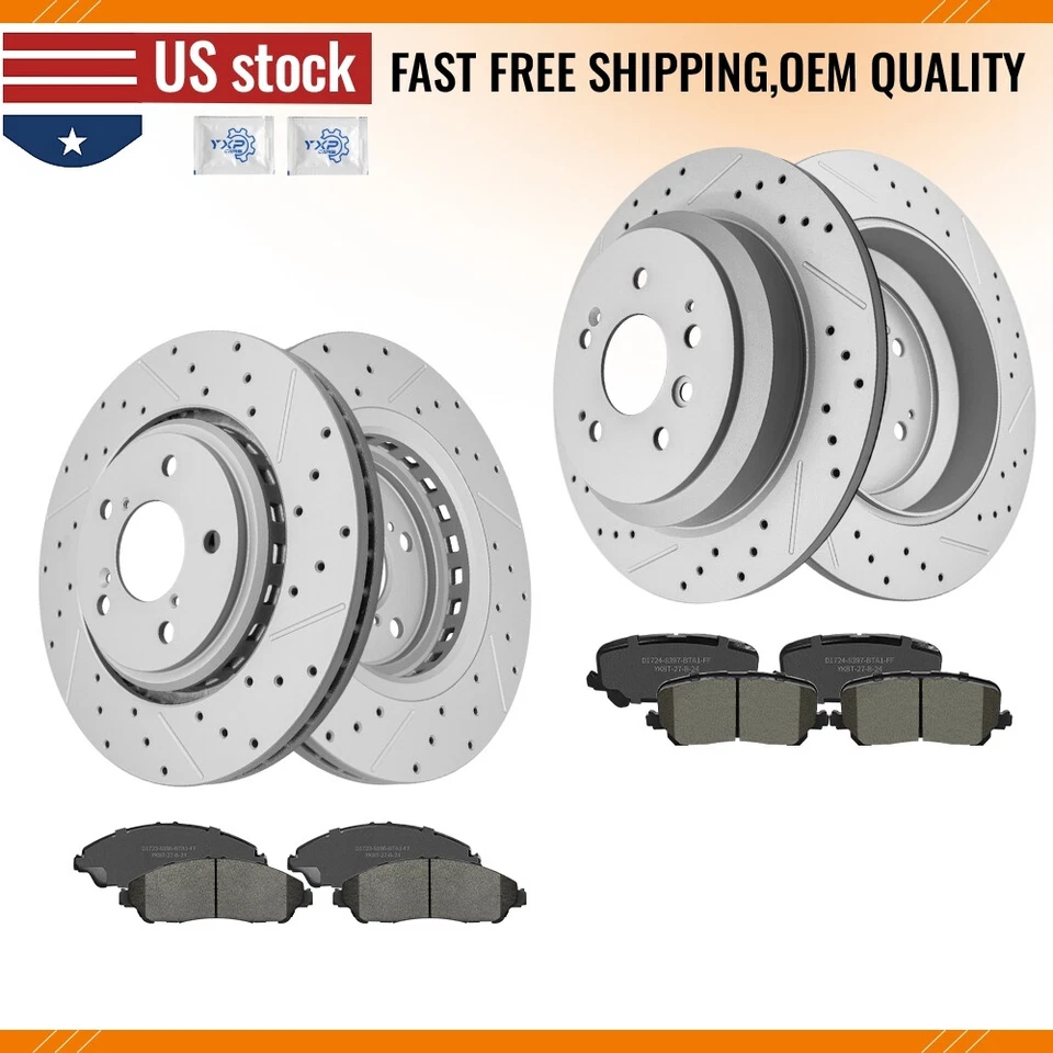 Комплект керамических тормозных колодок передние задние дисковые роторы для Honda Ridgeline Pilot - Изображение 1 из 4