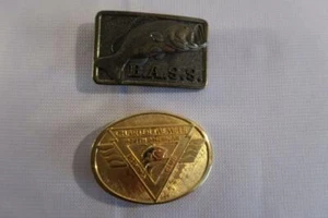 2 Fishing BELT BUCKLES sportsman brass NAFC BASS Great American Buckle anglers - Picture 1 of 4
