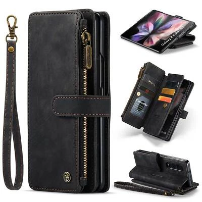 For Samsung Galaxy Z Fold 4 3 5G Luxury Luxury Leather Zipper Wallet Stand Cover - Image 1 of 4
