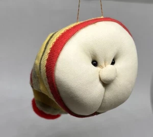 Vintage Christmas Nylon Plush Face Elf Hat Ornament 3” - Picture 1 of 6