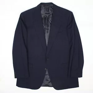 VTG Chester Barrie Mens Suit Coat 42R Solid Navy Blue Herringbone Weave Jacket - Picture 1 of 9