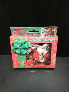 Coca-Cola Collectible Santa Claus Tin Two Decks of Playing Cards Christmas NEW - Picture 1 of 10