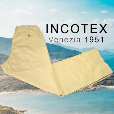 Pantalones chinos de lino para hombre Incotex Venezia 1951 amarillo mantequilla 33 (32x29,5 real) Foto 1 de 4