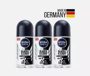 3 x Nivea for Men Invisible for Black & White 48 Hours Deodorant Roll on 50 Ml - Picture 1 of 1