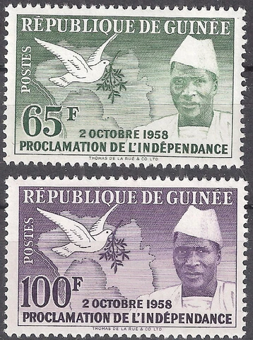 Guinea 1959 President Sekou Toure Map Dove High Values MNH (SC# 173-174) Cover