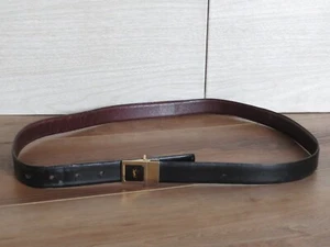 VTG YSL Yves Saint Laurent Black Leather Brown Reversible 43" Designer Belt READ - Picture 1 of 24