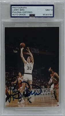 PSA DNA 9 Auto Larry Bird DNA Signed ✍️ 3.5x5 Players Of The Decade Photo x/1980 - Image 1 of 2