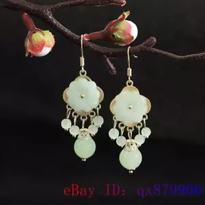 Pendientes de flor de jade verde para mujer amuleto natural piedras preciosas joyería talismanes - Imagen 1 de 5