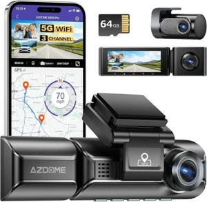 AZDOME M550 Pro 3 Channels Dash Cam Front 4K/ Cabin 1080p/ Rear 1080p WiFi GPS - Picture 1 of 9