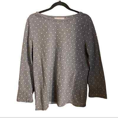 LOFT Gray White Polka Dot Crewneck Sweatshirt Size Large • 22€