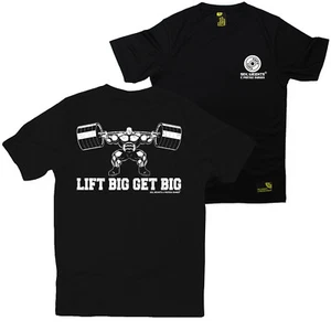 FB Gym Bodybuilding Tee Lift Big Get Big Novelty Dry Fit Performance T-Shirt - Picture 1 of 42