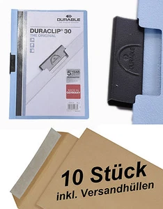 10 Durable Dossier à Pince Duraclip 30, Films Rigides, Jusqu'À 30 Feuille Bleu + - Afbeelding 1 van 11