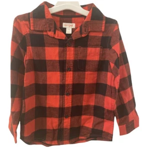 Boys Toddler Cat & Jack Black And red Plaid Flannel Button Down Shirt: 4T - Picture 1 of 4