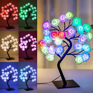 18 Colors Rose Tree Lamp - Multicolor LED Rose Flower Night Light Pink Flower - Picture 1 of 12