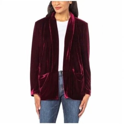 NWT WELL WORN 1723718 BURGUNDY VELVET LONG SLEEVE CARDIGAN SZ XL #F147 - Image 1 of 3