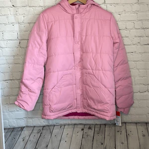 Cat & Jack Girl Warmest Pink Puffer Jackets size xxl new with tags Hood - Picture 1 of 9