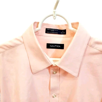 Camisa de vestir rosa NAUTICA para hombre talla 17 34/35 popelina cuello con botones Foto 1 de 4