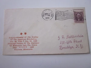 US SPECIAL EVENT COVER 50th ANNIVERSARY MINNESOTA WACONIA MINNESOTA FLAG CANCEL - Picture 1 of 3