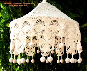 PLAFONNIER SUSPENSION LUSTRE CROCHET MAIN ARTISANAT FRANCAIS SUR MESURE - Picture 1 of 4