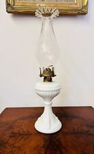 Antique 19th C French Portieux Vallerysthal White Opaline Milk Glass Oil Lamp