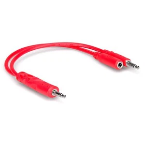 Hosa CMM-515Y 5-Pack 6" Hopscotch 1/8" TS & TSF Pigtail to 1/8" TS Patch Cables - Picture 1 of 2