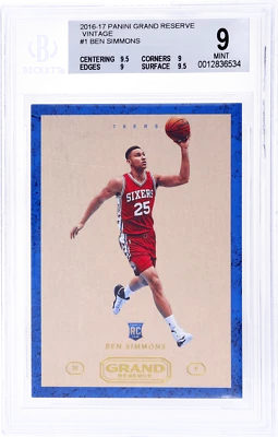 2016 Panini Grand Reserve Ben Simmons Vintage #1 BGS 9 Rookie RC - Image 1 of 2