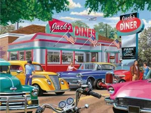Jigsaw puzzle Vehicle Drive in Diner Meet you at Jacks Muscle Cars 750 piece NEW - Picture 1 of 1