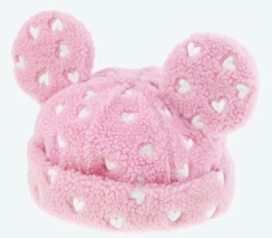 Japan Tokyo Disney Resort Mickey Mouse Cap Pink Heart Ears Hat JP Limited Used - Picture 1 of 9