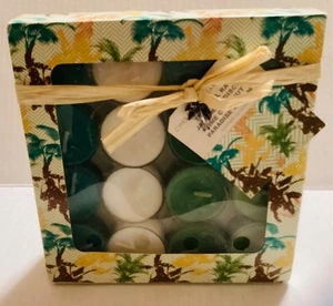 Candela tea light palma tropicale set regalo - 12 candele profumate - decorazione casa - Foto 1 di 2