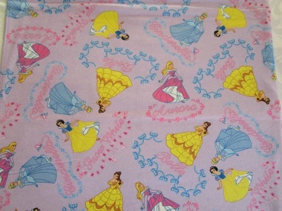 Disney Princess Purple Cotton Flannel Fabric Cinderella Snow White 2 YdS SpringS - Image 1 of 4