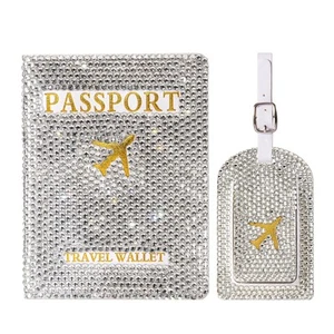 Rhinestone Passport Holder With Luggage Tag Set,luggage Tags For Suitcases,Gl... - Picture 1 of 8