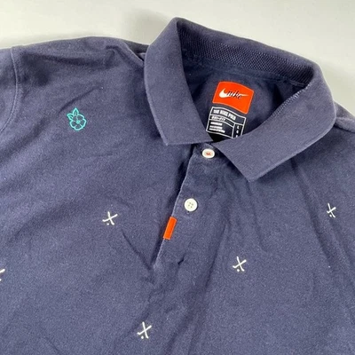 Camisa polo de golf Nike Dri-FIT bordada palos de golf azul marino para hombre L Foto 1 de 4