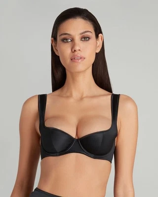 Sujetador Agent Provocateur Nikita negro satinado 36DD NUEVO CON ETIQUETAS $160 Foto 1 de 4