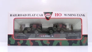 Model Power HO 51' Flat Freight Train Car w/2 Dodge 4x4 Military Army Truck 8457 - Picture 1 of 17