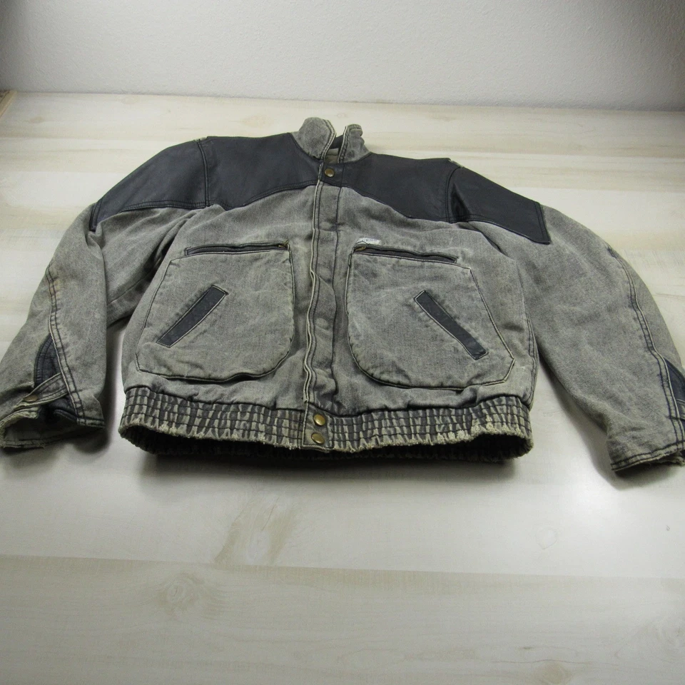 Vintage Guess Jacket Mens Small Gray Black Denim George Marciano Marty McFly - Image 1 of 4