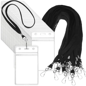 100 Sets Clear Lanyard with ID Holder Bulk Flat Lanyard with Retractable Badg... - Picture 1 of 6