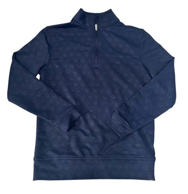 PETER MILLAR KIDS Sz XS 5-6 Dark Blue Scull Pullover 1/4 Zip Long Sleeve Shirt - Image 1 of 4