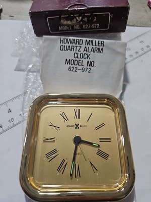 RARE Howard Miller 622-972 Brass Alarm Quartz Clock BRAND NEW BATTERY SEAL 5422  - Image 1 of 4