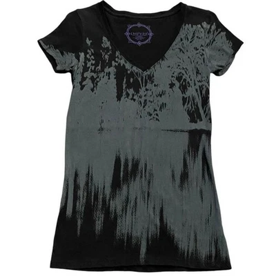 Camiseta Babydoll Empyre Negra Plateada XS Gótica Grunge Emo Y2K Centro Comercial Escena de Bruja Gótica Foto 1 de 4