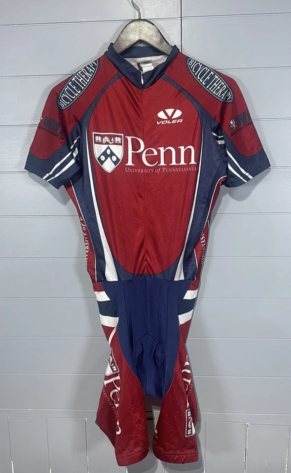 Voler Men’s Cycling Short Sleeve Padded Tri Suit Size Large University Of Penn - Image 1 of 4