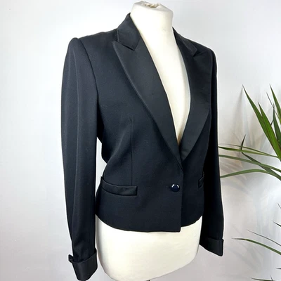 Louis Feraud Black Dress Jacket UK 10 100% Wool with Silk Collar Cuffs Cocktail - Image 1 of 4