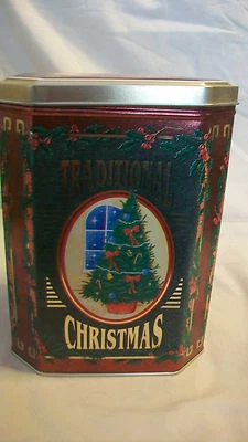 DECORATIVE METAL TIN, TRADITIONAL CHRISTMAS TREE - Image 1 of 4