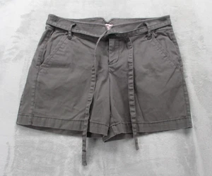 Juicy Couture Chino Shorts Women's 6 Dark Gray Stretch Cotton Low-Rise Belted - Picture 1 of 12