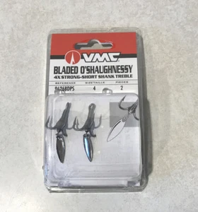 VMC 9626BDPS#4 Bladed O'Shaughnessy 4X Strong Short Shank Treble Hook Sz 4 QTY 2 - Picture 1 of 5