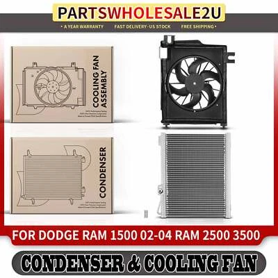 A/C Condenser & Cooling Fan Assembly for Dodge Ram 1500 2002-2008 Ram 2500 03-07 - Image 1 of 4