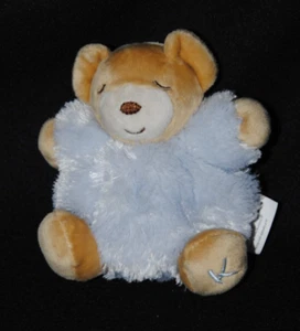Peluche doudou ours dormeur brun boule KALOO Fur bleu 11 cm PM TTBE - Picture 1 of 1