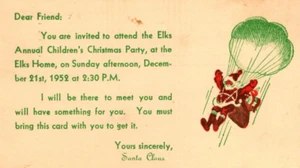 c1952 SANTA Invite Elks Children's Christmas Party Postal Card 'Fight TB' 2c - Picture 1 of 4
