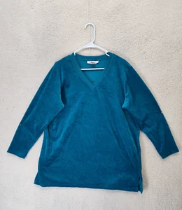 Roamans Women Sweatshirt Medium Blue 100% Polyester Long Sleeve Casual Pullover - Picture 1 of 18