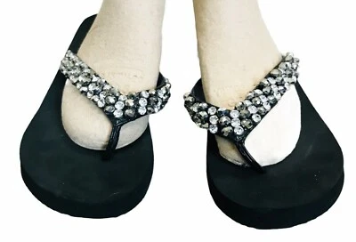 Sandalias chanclas Mixit negras con cuentas para mujer talla 6 divisor de puntera brillante Foto 1 de 4